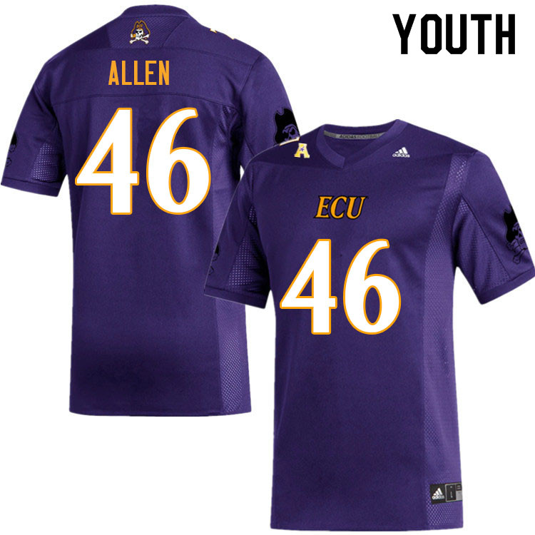 Youth #46 Wistar Allen ECU Pirates College Football Jerseys Sale-Purple - Click Image to Close